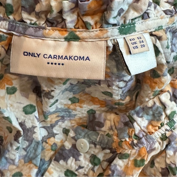 Only Carmakoma Floral 100% Cotton Button Down Short Sleeve Blouse Women 20 Plus - Picture 4 of 5